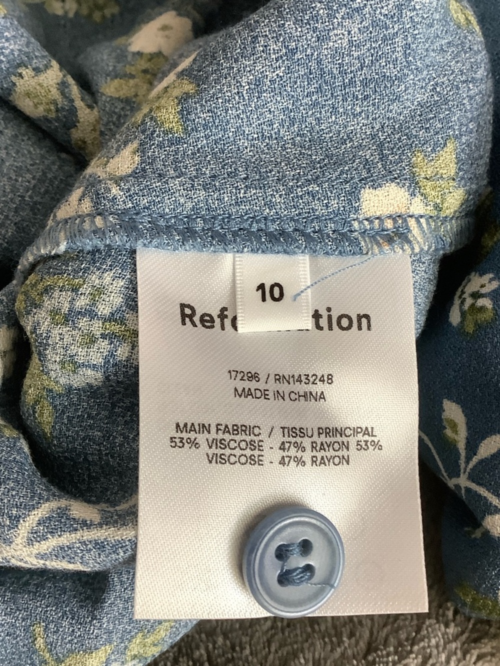 REFORMATION Lisse Midi Dress Avery Blue Floral Print Size 10 - Picture 12 of 14
